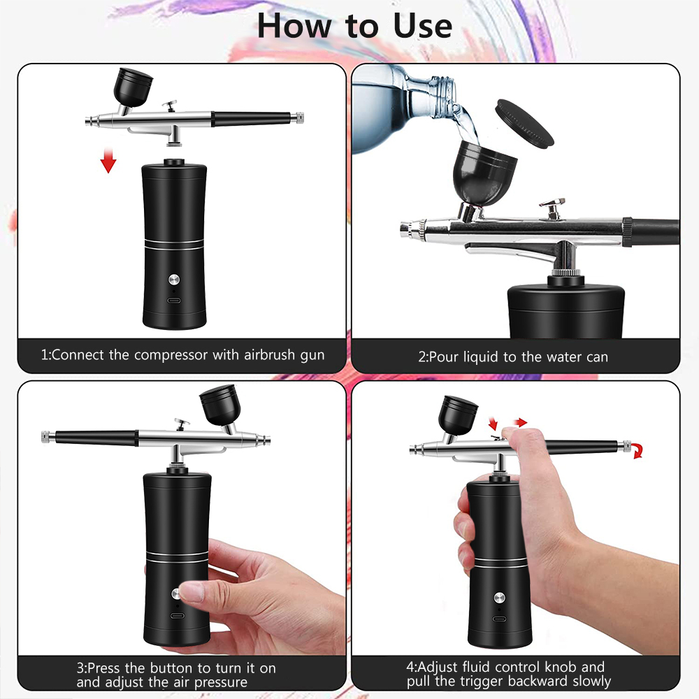 Airbrush Kit With Mini Compressor - Компактный набор для аэрографии с встроенным