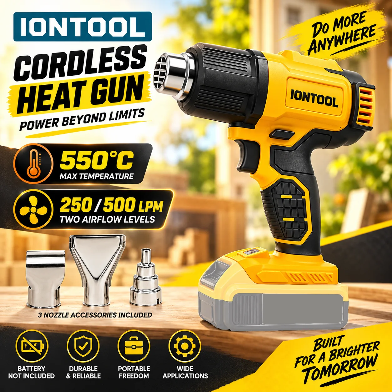Cordless Heat Gun For Shrink Tubing - Беспроводной термофен IONTOOL 550 ℃ для