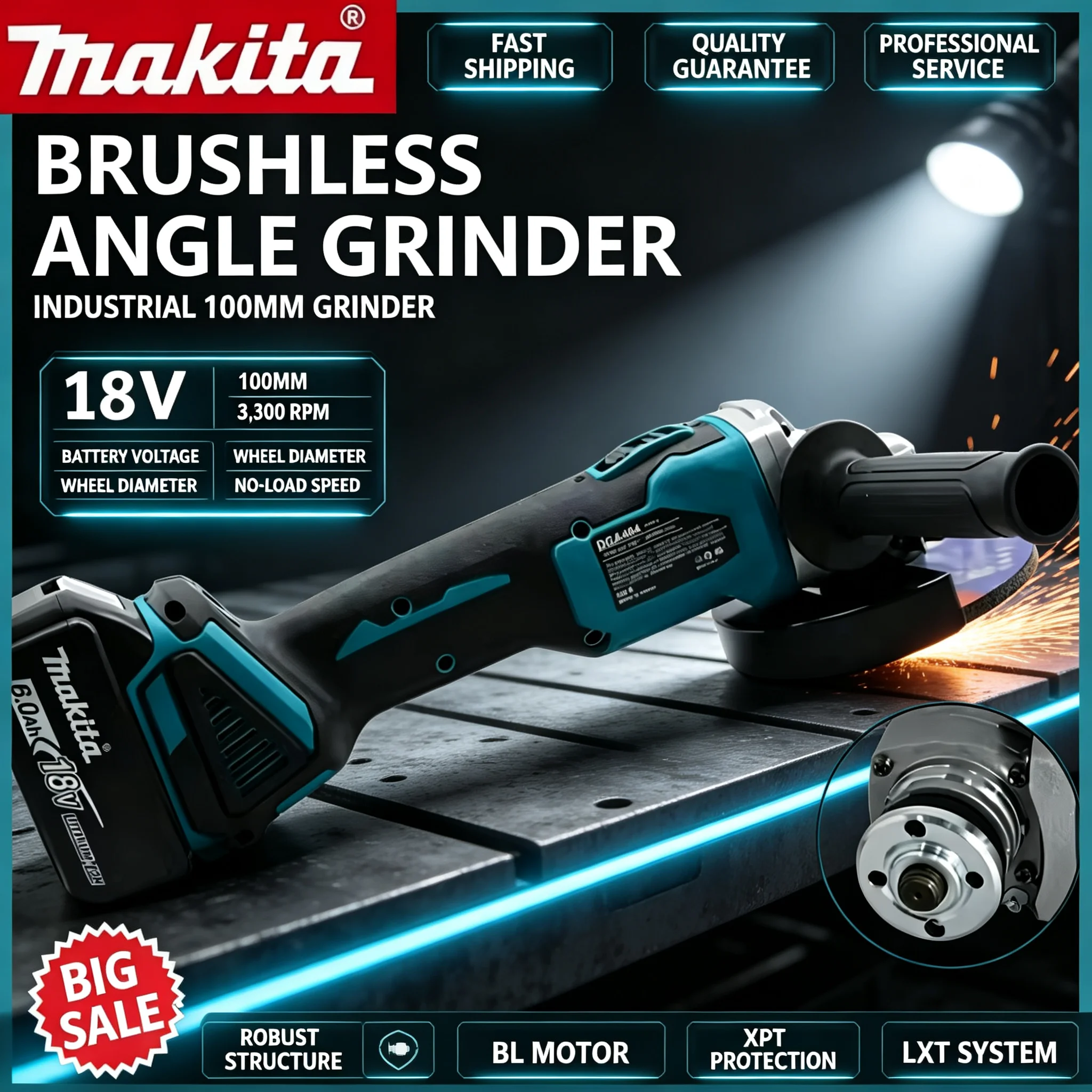 100-мм бесщеточная угловая шли – обзор и цена Brushless Angle Grinder Battery Powered